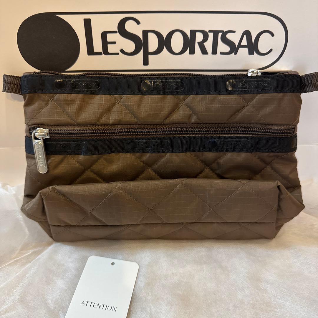 【新品送料込】LeSportsac ブラウン キルティングポーチ