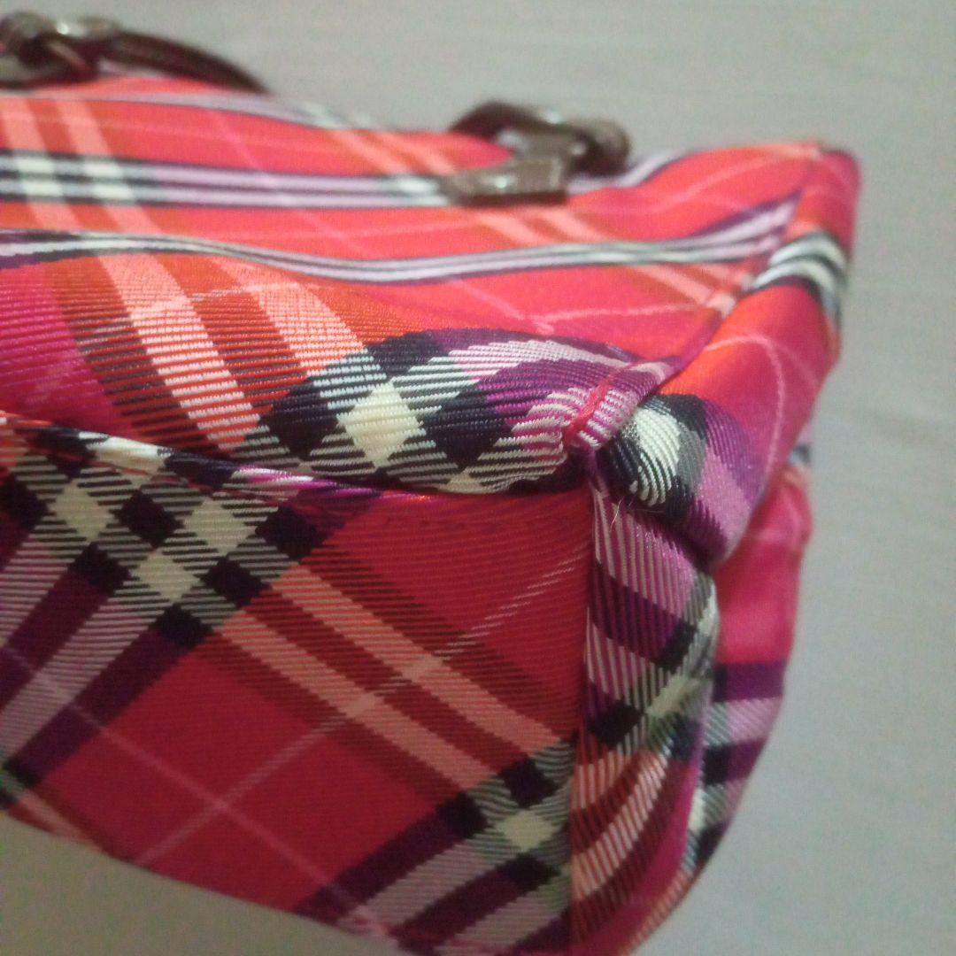 BURBERRY　BLUE　LABEL　赤チェック柄トートバッグ　バーバリー