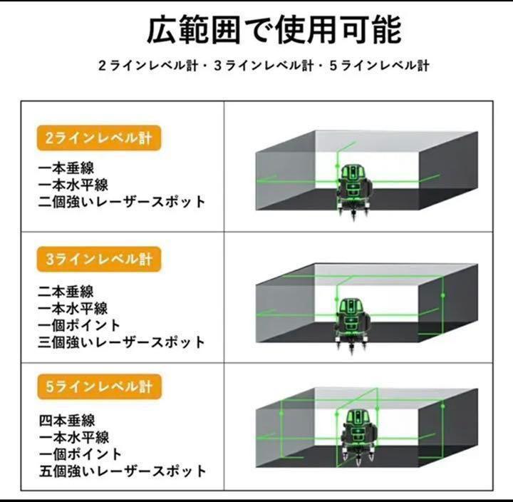 本物保証得価 墨出し器 水平器 グリーンレーザー 5ライン 自動補正 バッテリー2個付き gFRY6-m89228765381 豊富な正規品