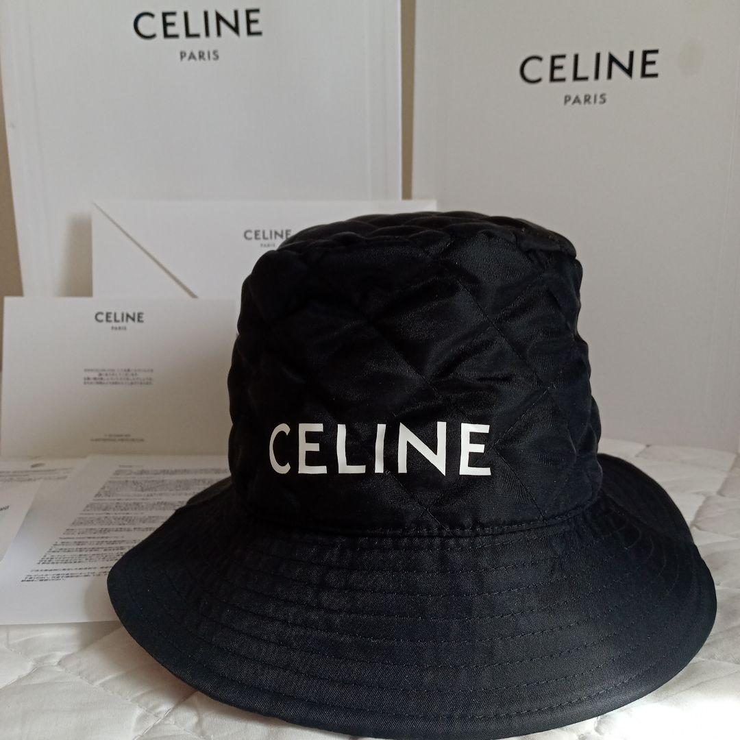 CELINE バケットハット 黒 セリーヌ☆バケットハット ロゴ 帽子(直営店） (CELINE/ハット