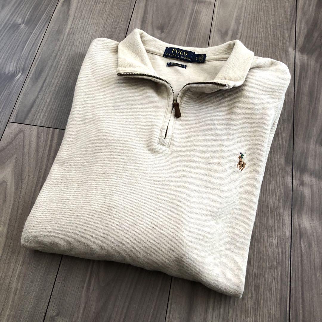 美品！POLO ラルフローレン  ハーフジップ　サンドベージュ　カラーポニー