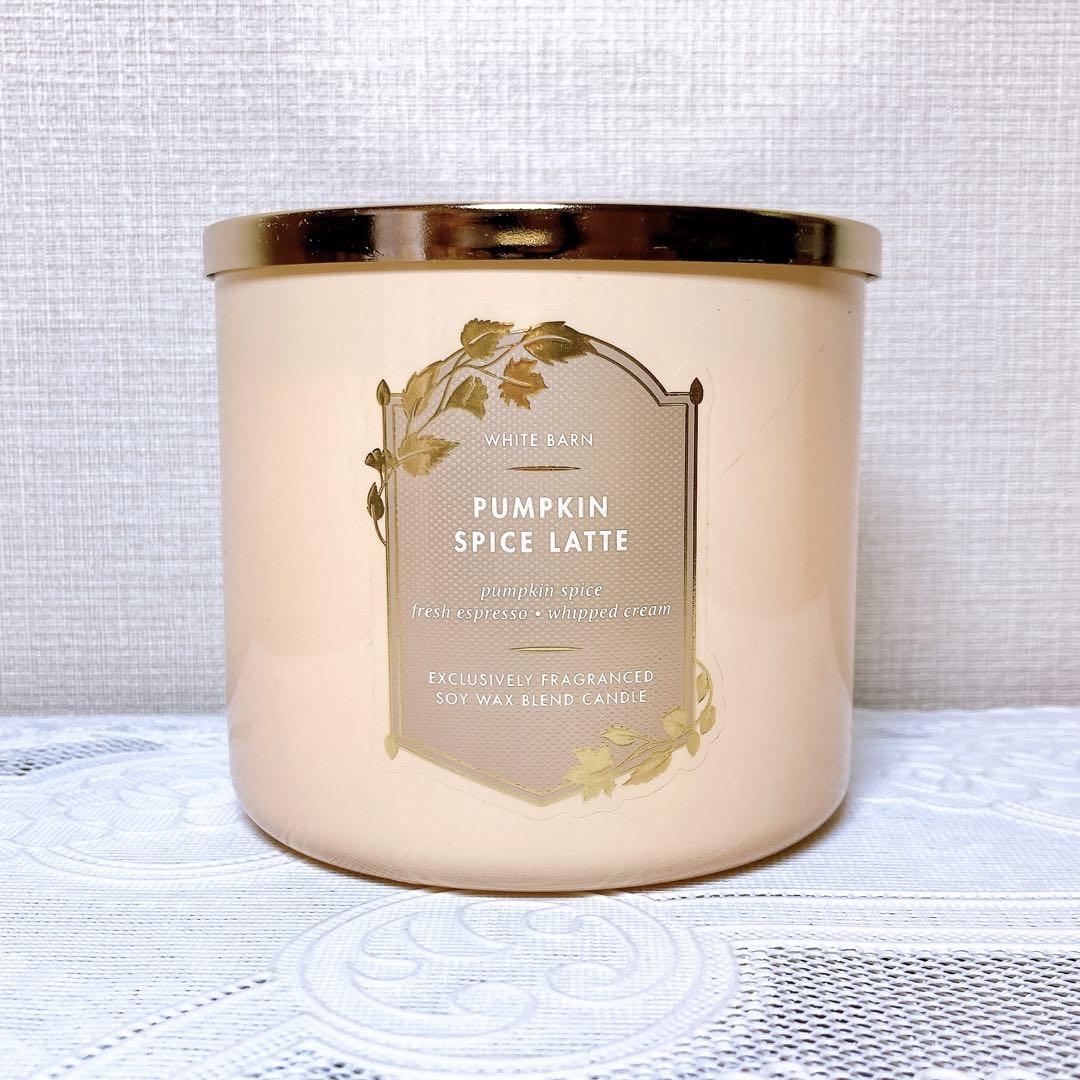 bath&body works 3芯キャンドル 3個 パンプキン アロマ・キャンドル
