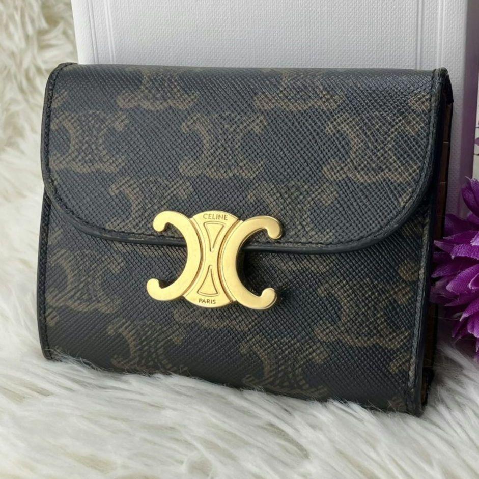 【極美品】CELINE セリーヌ マカダム 総柄 トリオンフ 三つ折り財布