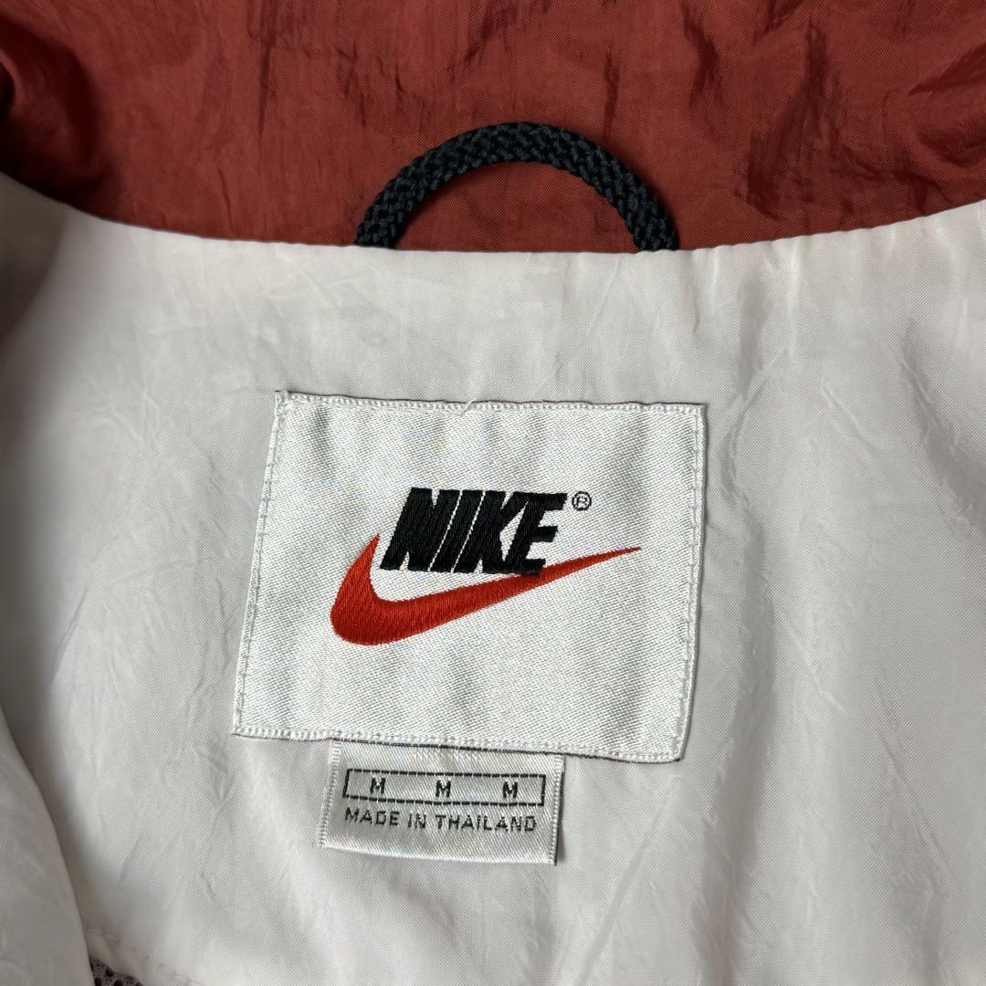 90s NIKE ナイキ 2way 刺繍ロゴ ナイロンジャケット ボルドー 白