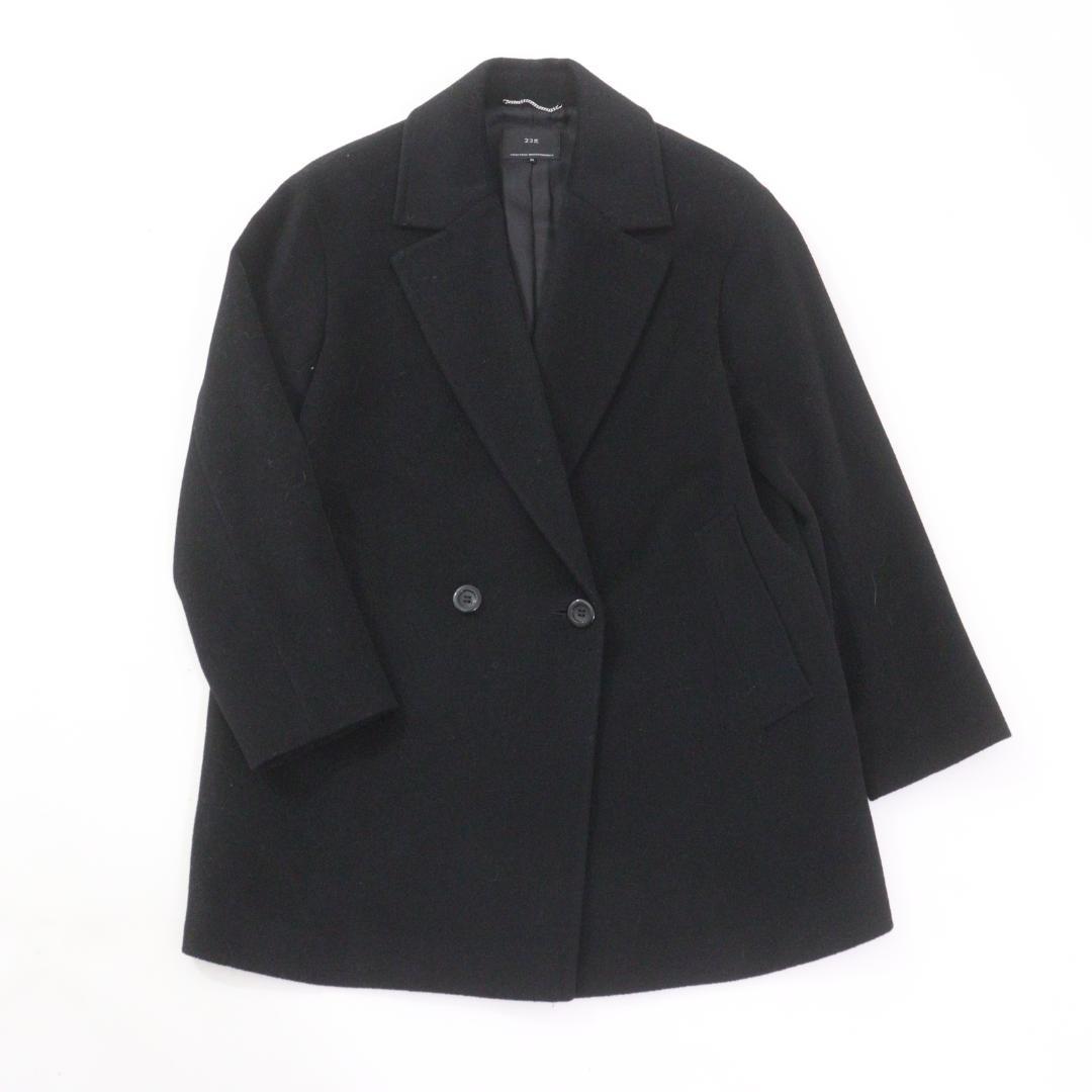 23区 Pコート ウール アンゴラ混 ダブル ブラック 36 MM 23区
