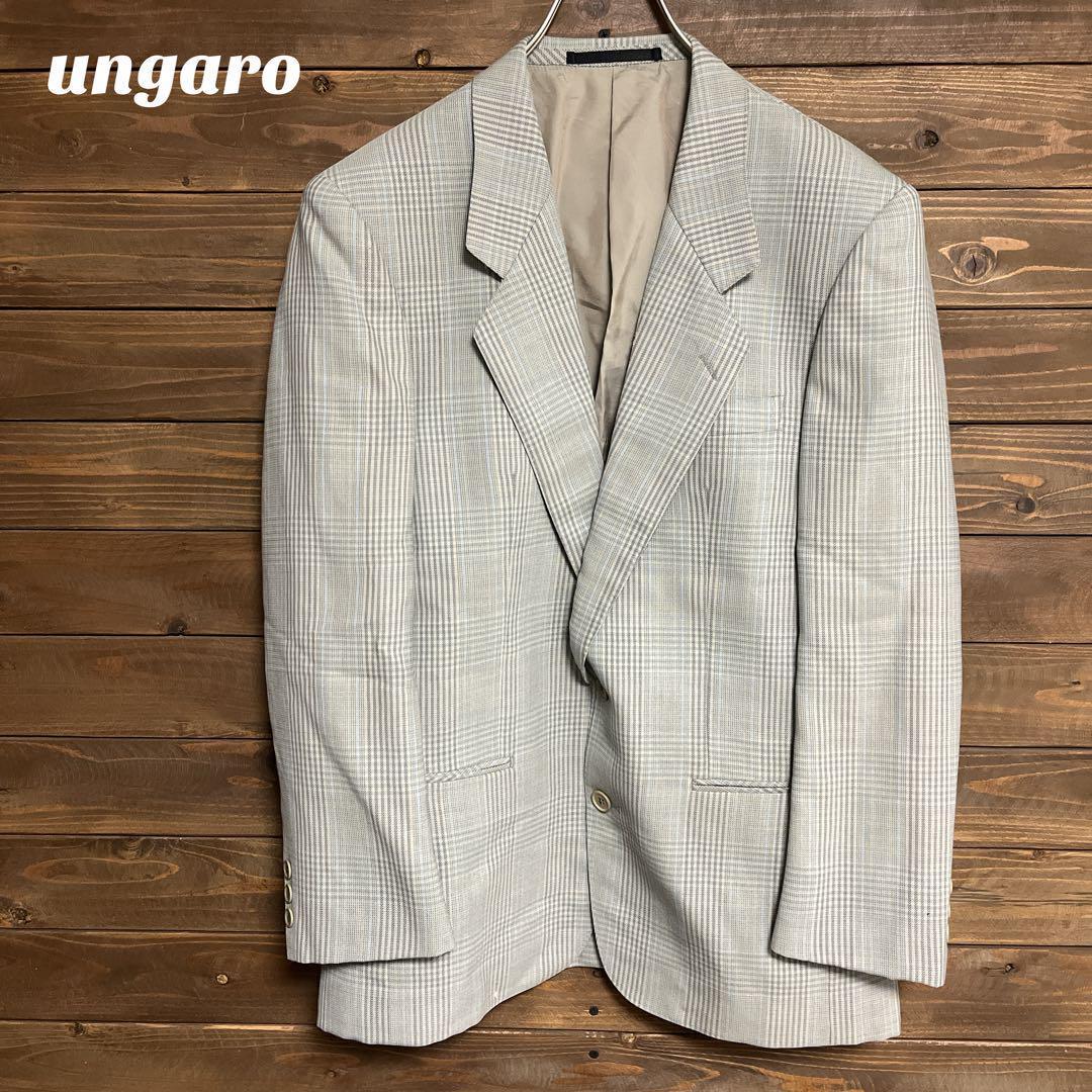 ♦︎【ウンガロ】ungaro チェック柄 グレー系ジャケット L