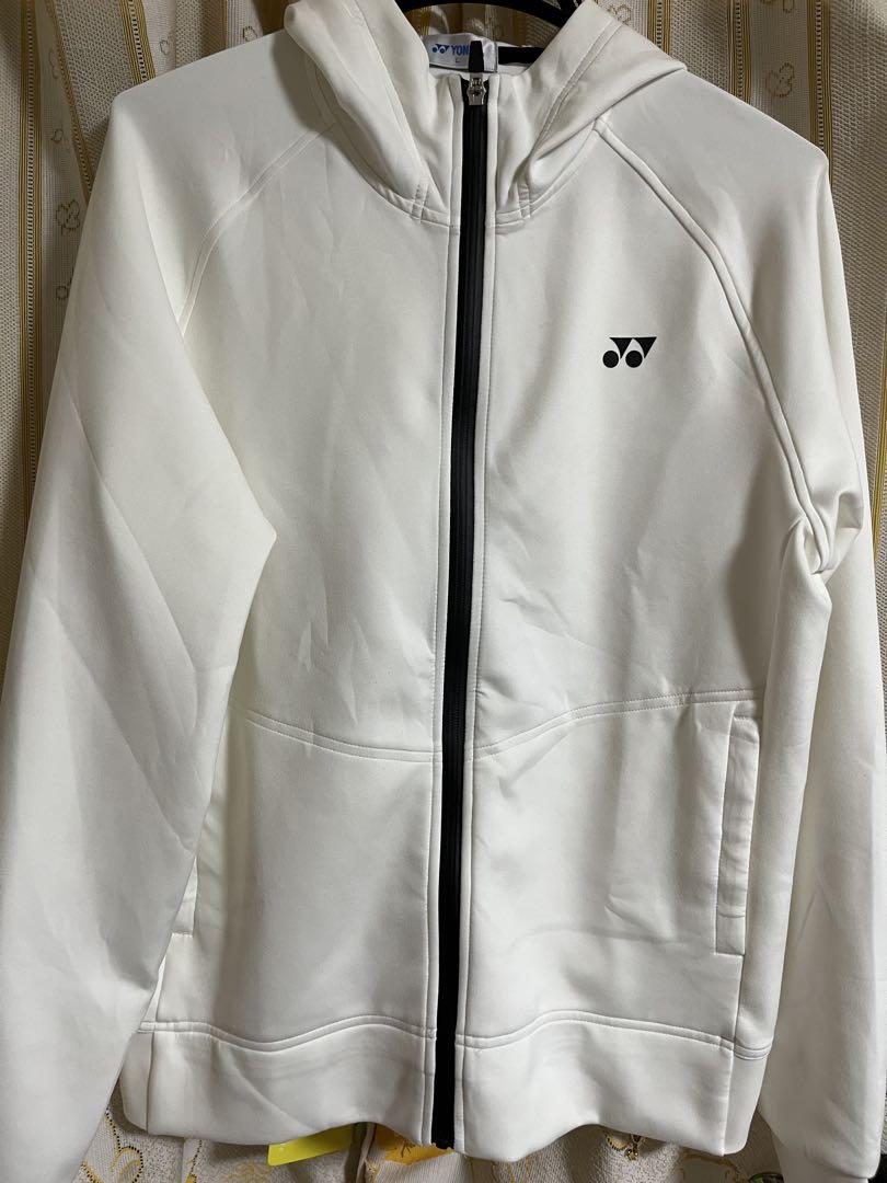 大注目 YONEX ユニセックスLサイズ美品 フード付きホワイトジャケット ウェア