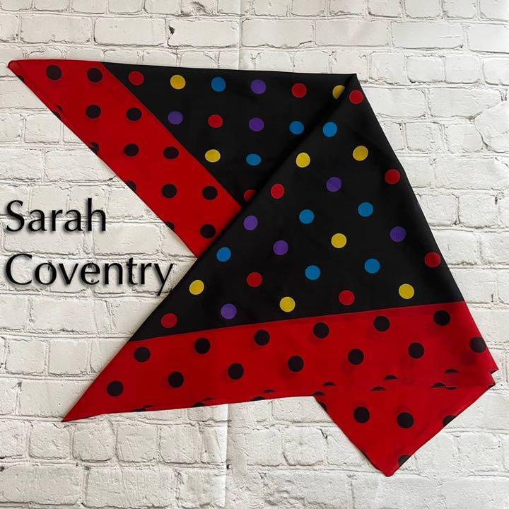 輸入スカーフ SARA COVENTRY 総柄 ドット柄 マルチカラー