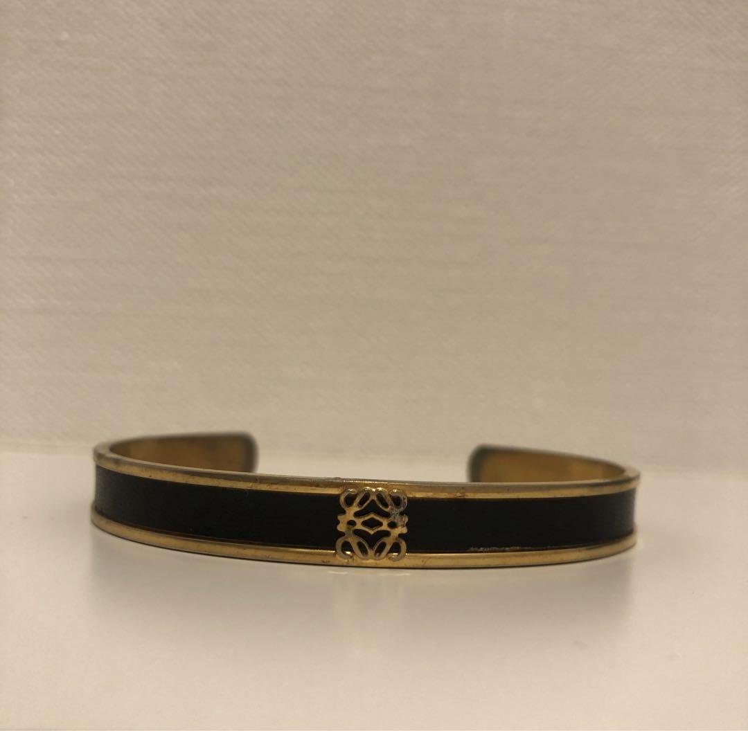 ロエベ　アナグラム　ヴィンテージブレスレット　バングル　レザー金