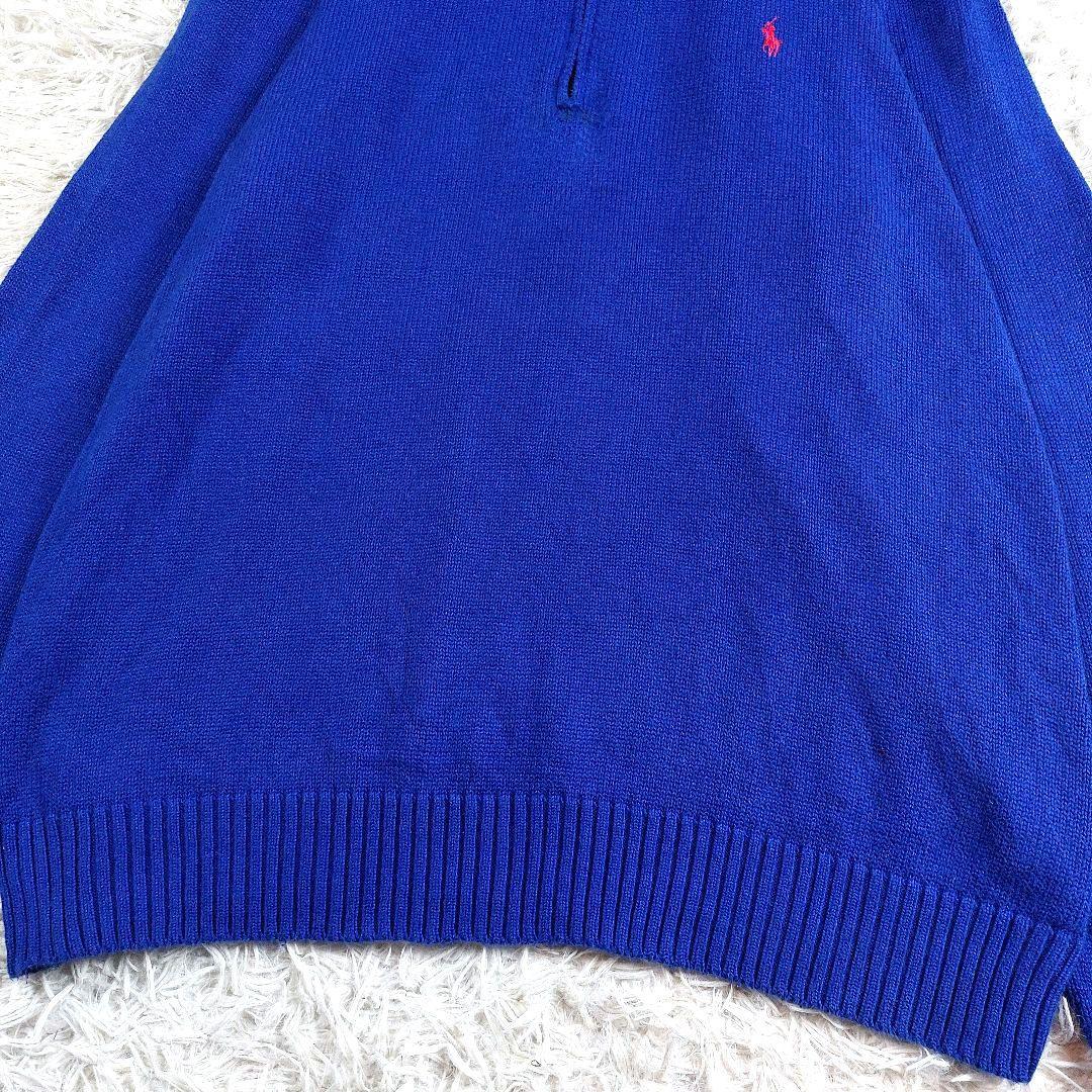 ポロバイラルフローレン　刺繍ロゴ　ハーフジップコットンニット　アイボリーL古着 ポロバイラルフローレン 刺繍ロゴ ハーフジップコットンニット