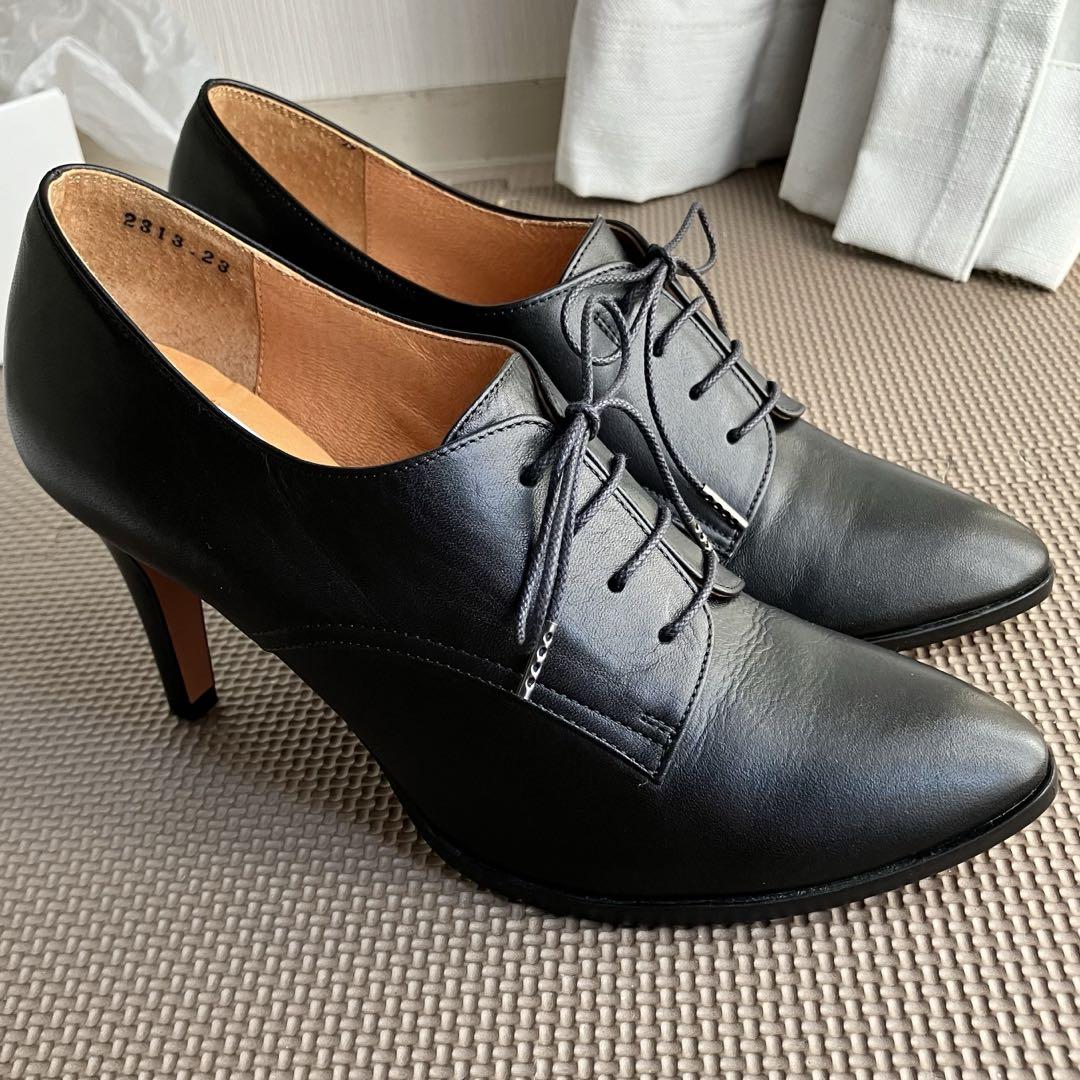 ランバンオンブルー☆レースアップパンプス☆LANVIN☆23cmブラック黒ヒール 画像2