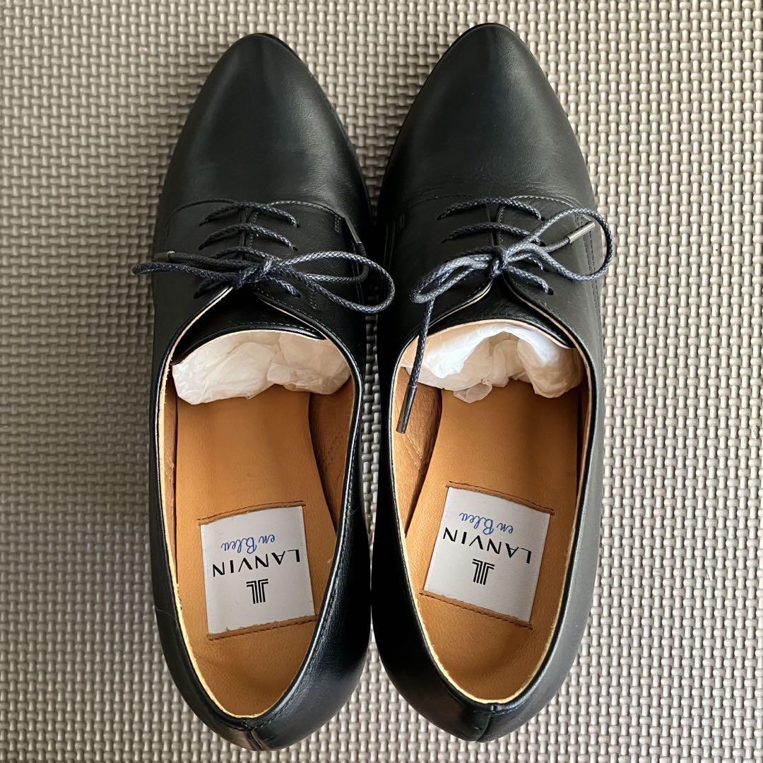ランバンオンブルー☆レースアップパンプス☆LANVIN☆23cmブラック黒ヒール 画像3