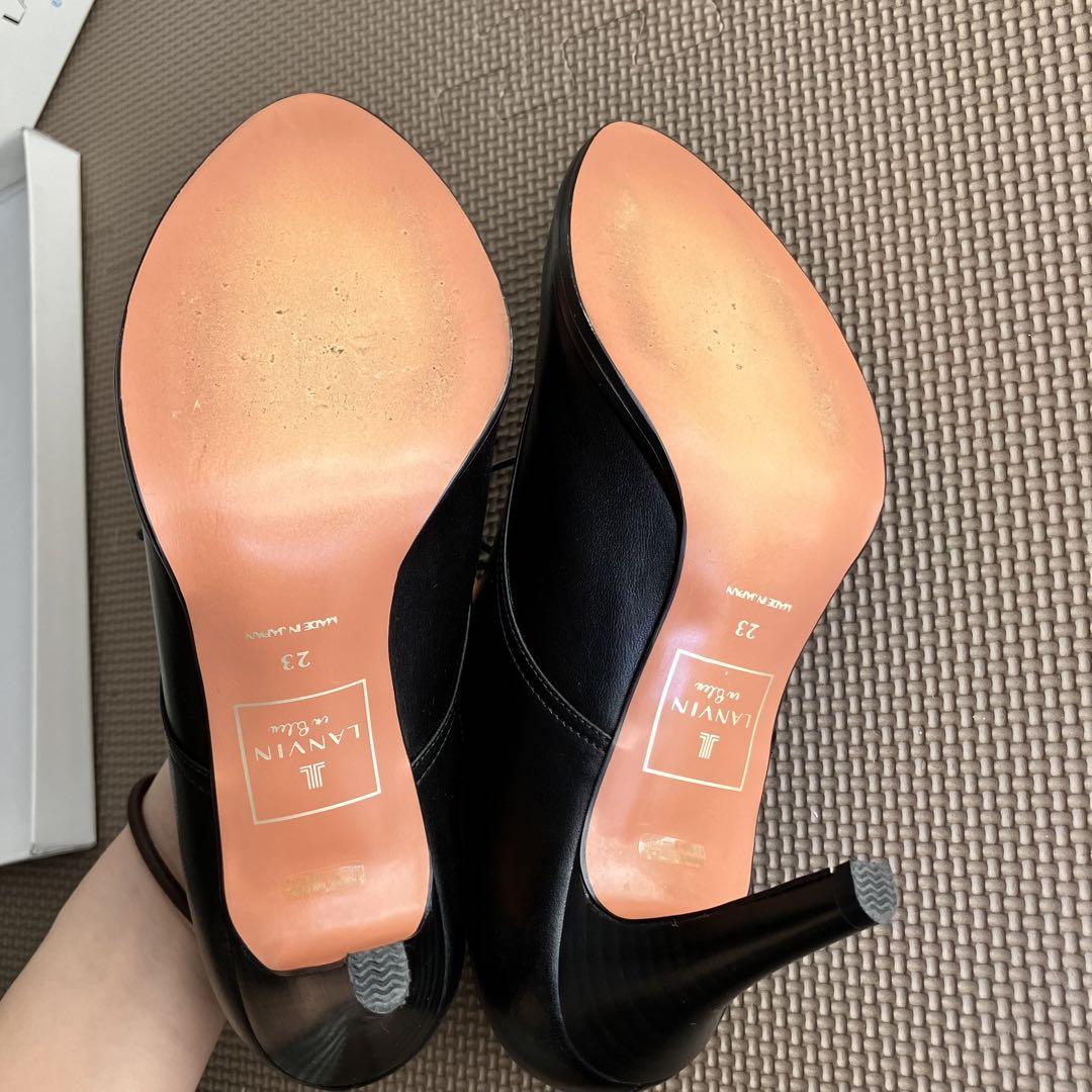 ランバンオンブルー☆レースアップパンプス☆LANVIN☆23cmブラック黒ヒール 画像6