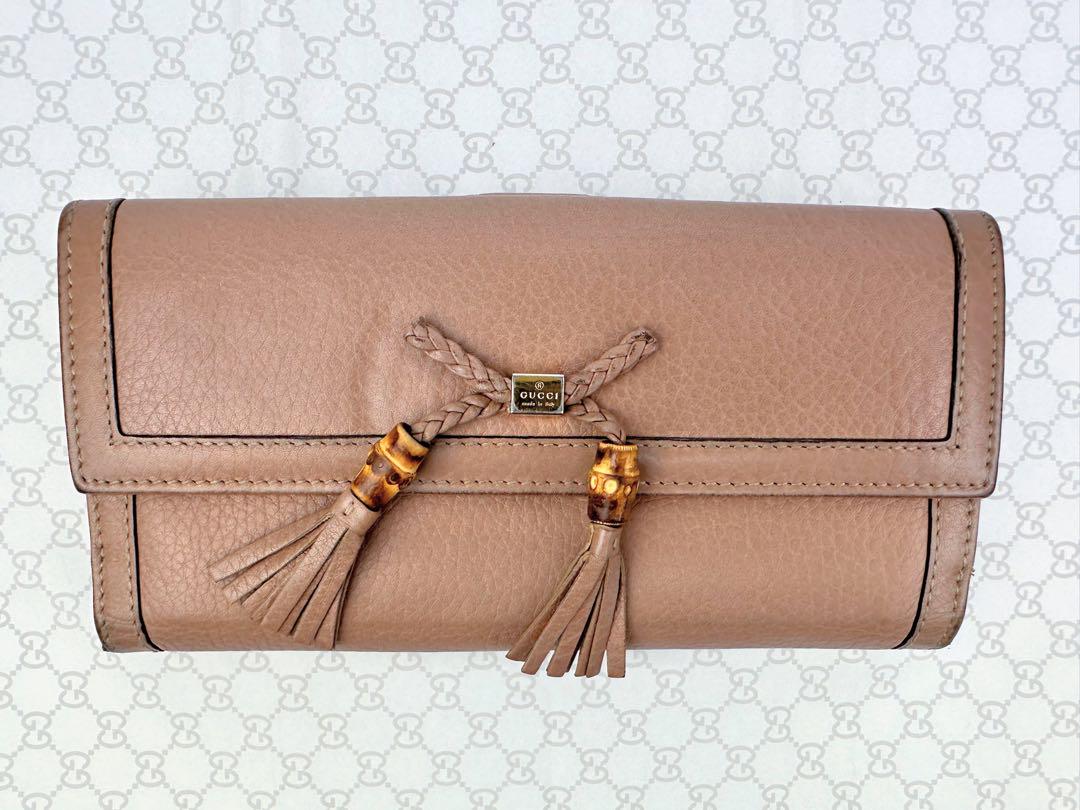 グッチ バンブータッセル レザー長財布 269981 竹 ベージュピンクリボン