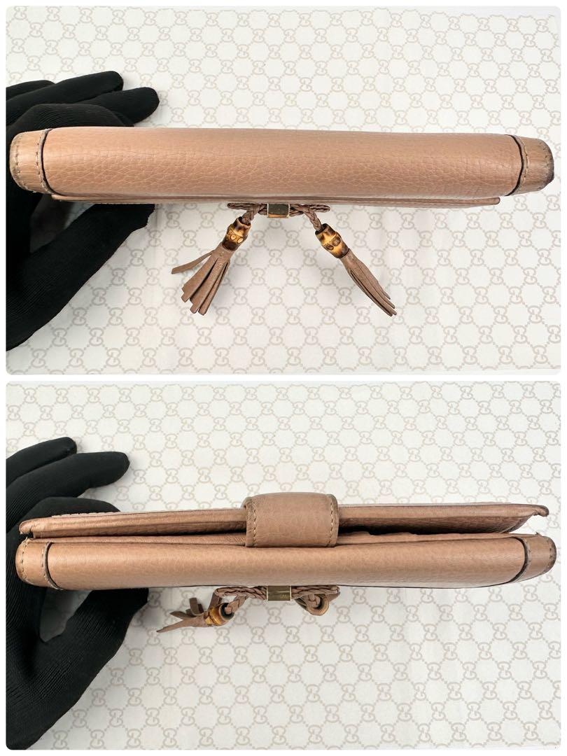 グッチ バンブータッセル レザー長財布 269981 竹 ベージュピンクリボン