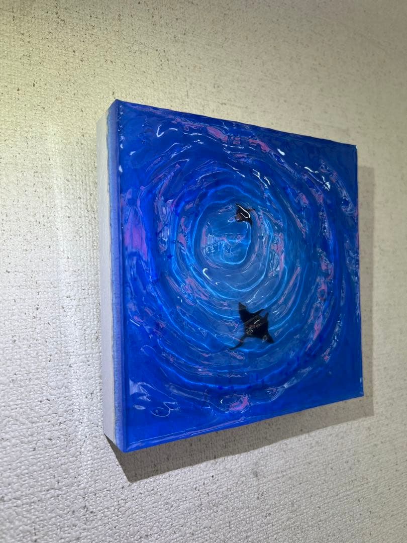 【波紋アート＃24】マンタの遊泳／水紋／15cmスクエア／枠なし