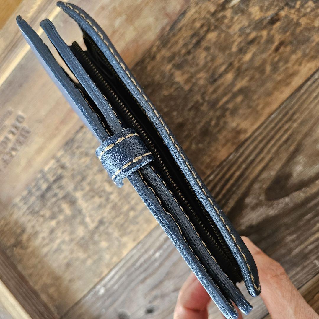 HENRY CUIR ナッパレザー 長財布 ネイビー