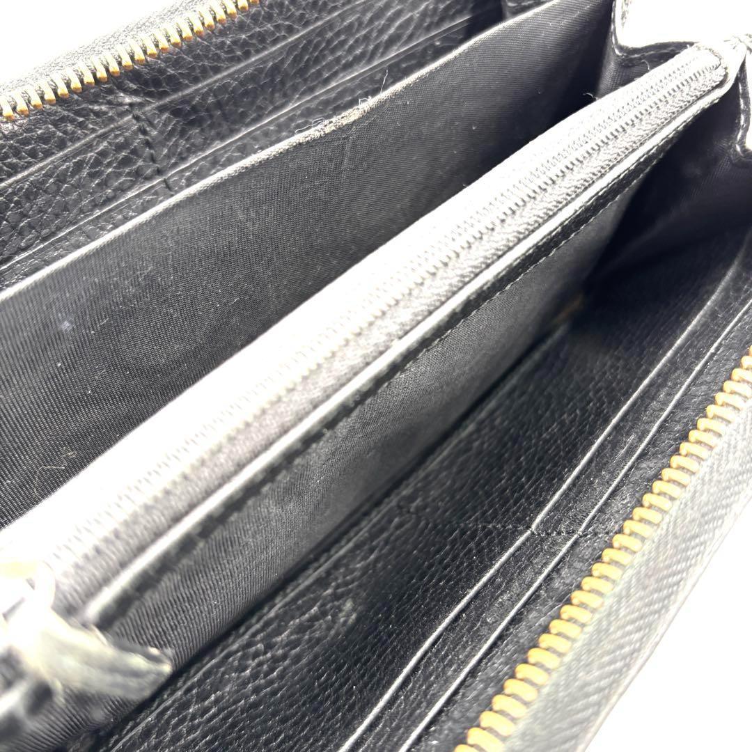 美品 グッチ 長財布 インターロッキング マーモント レザー メンズ 黒