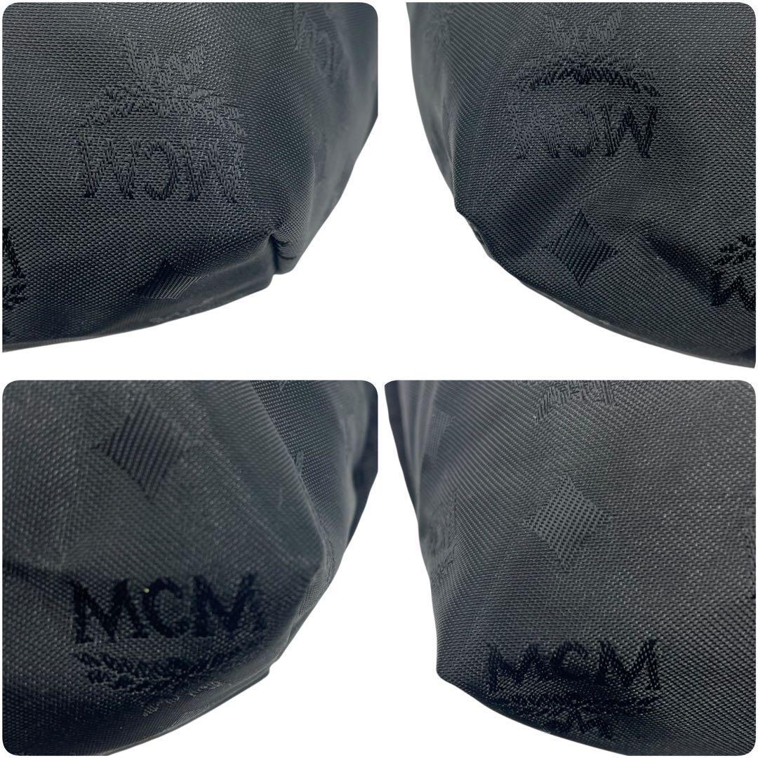 極美品 希少 MCM ハンドバッグ ナイロン 総柄 黒 ブラック