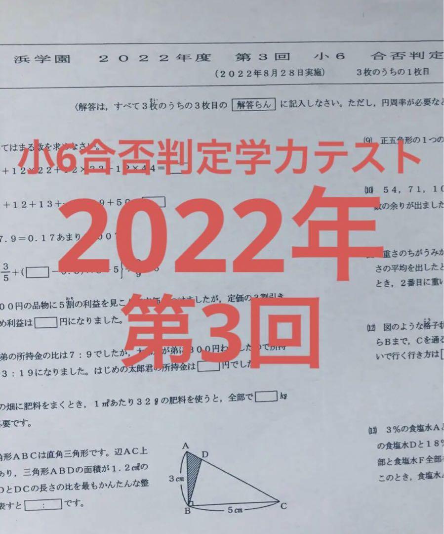 浜学園　小６　合否判定学力テスト　４科目　2023年度　2022年  2年分