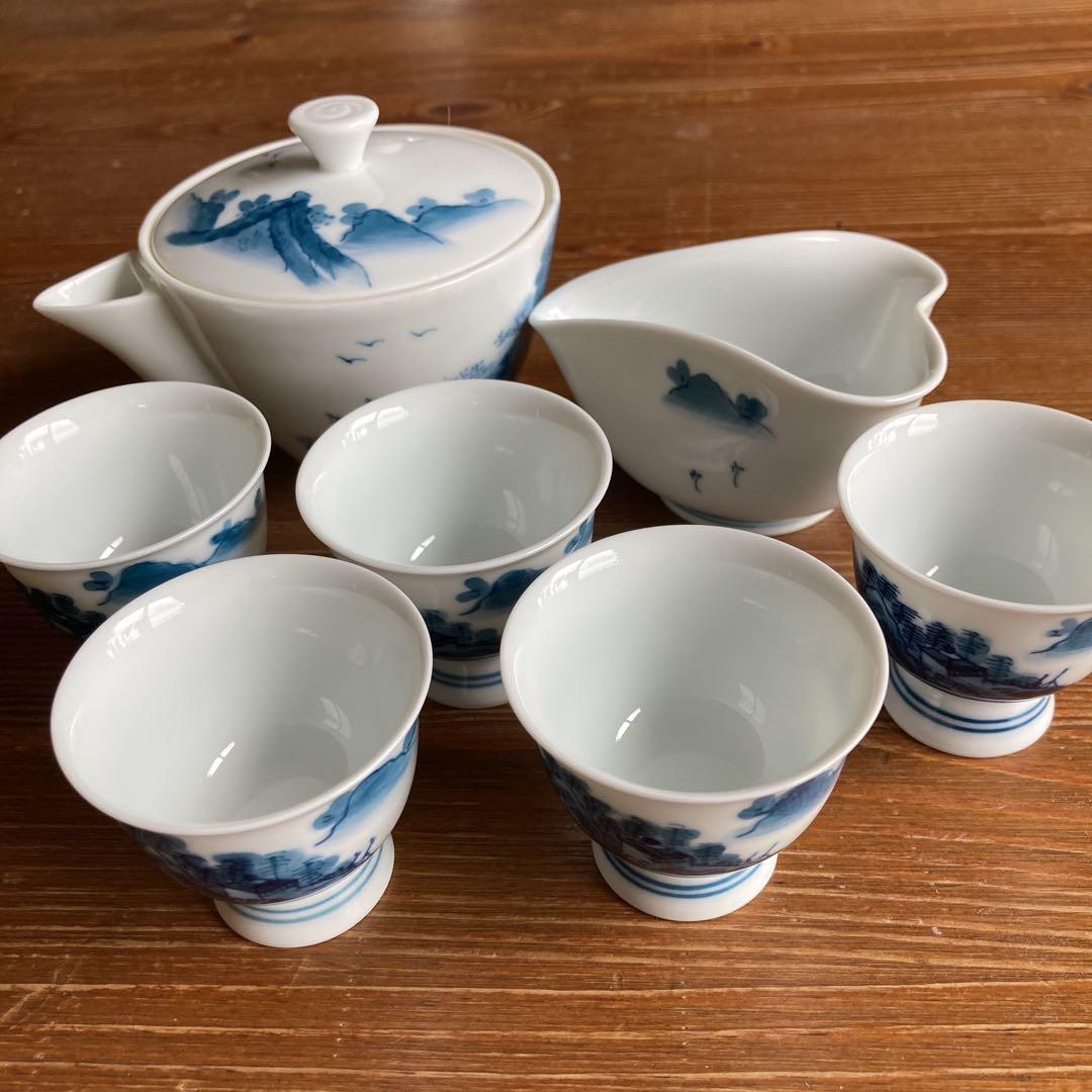 有田焼　畑萬陶苑　玉露茶器セット 茶道セット 青い山水画