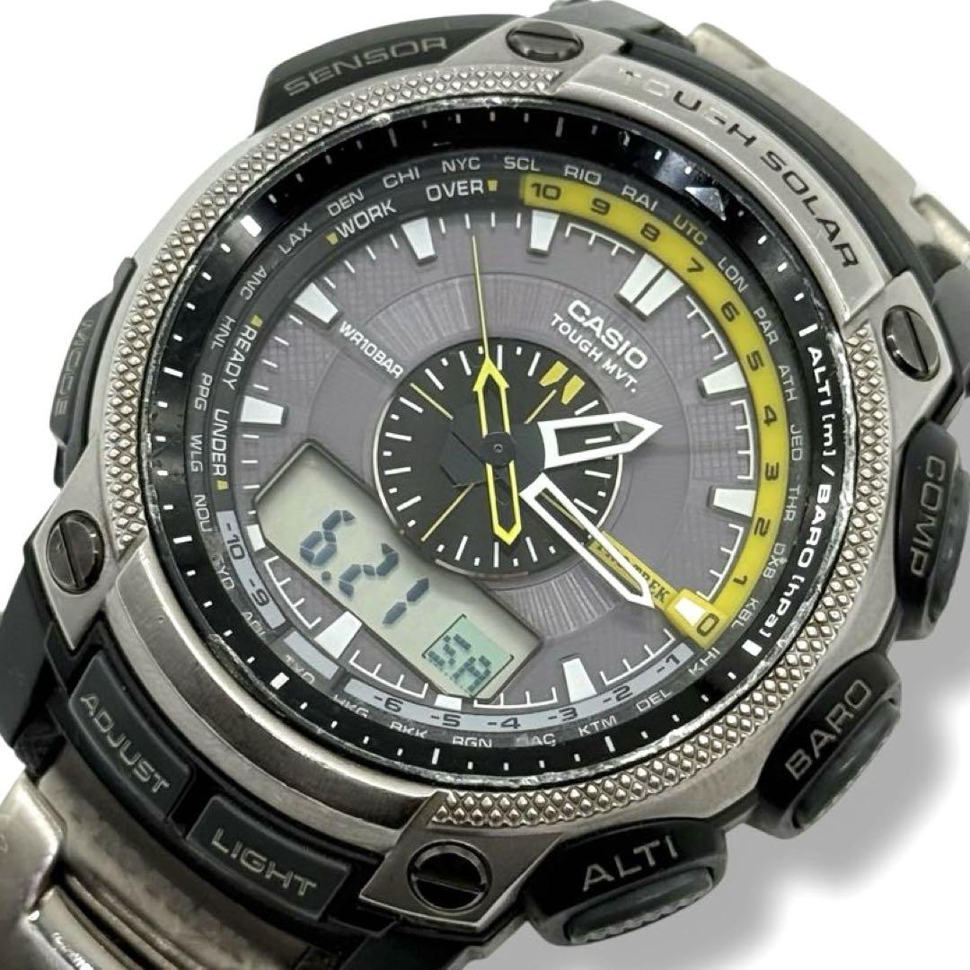 稼働　CASIO PROTREK 腕時計　電波ソーラー　ブラック　3645