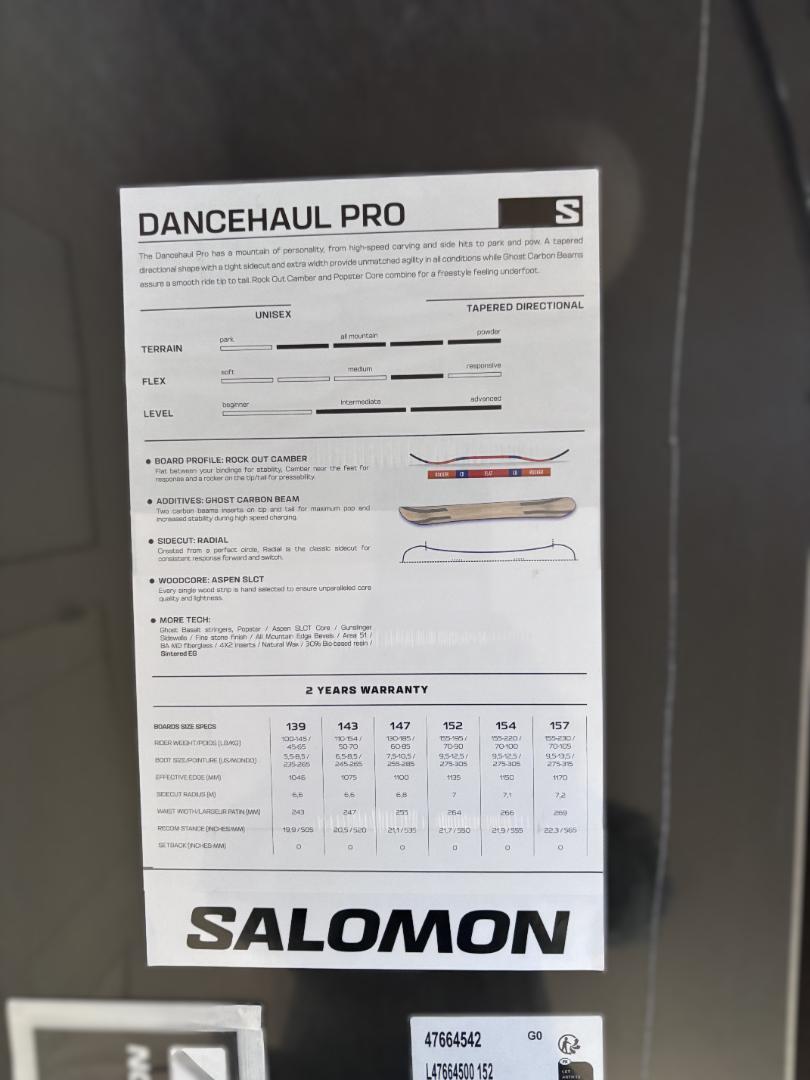 2024-25 サロモン ダンスホール プロ 152 新品未使用正規品 2024-25 サロモン ダンスホール プロ 152 新品未使用正規品