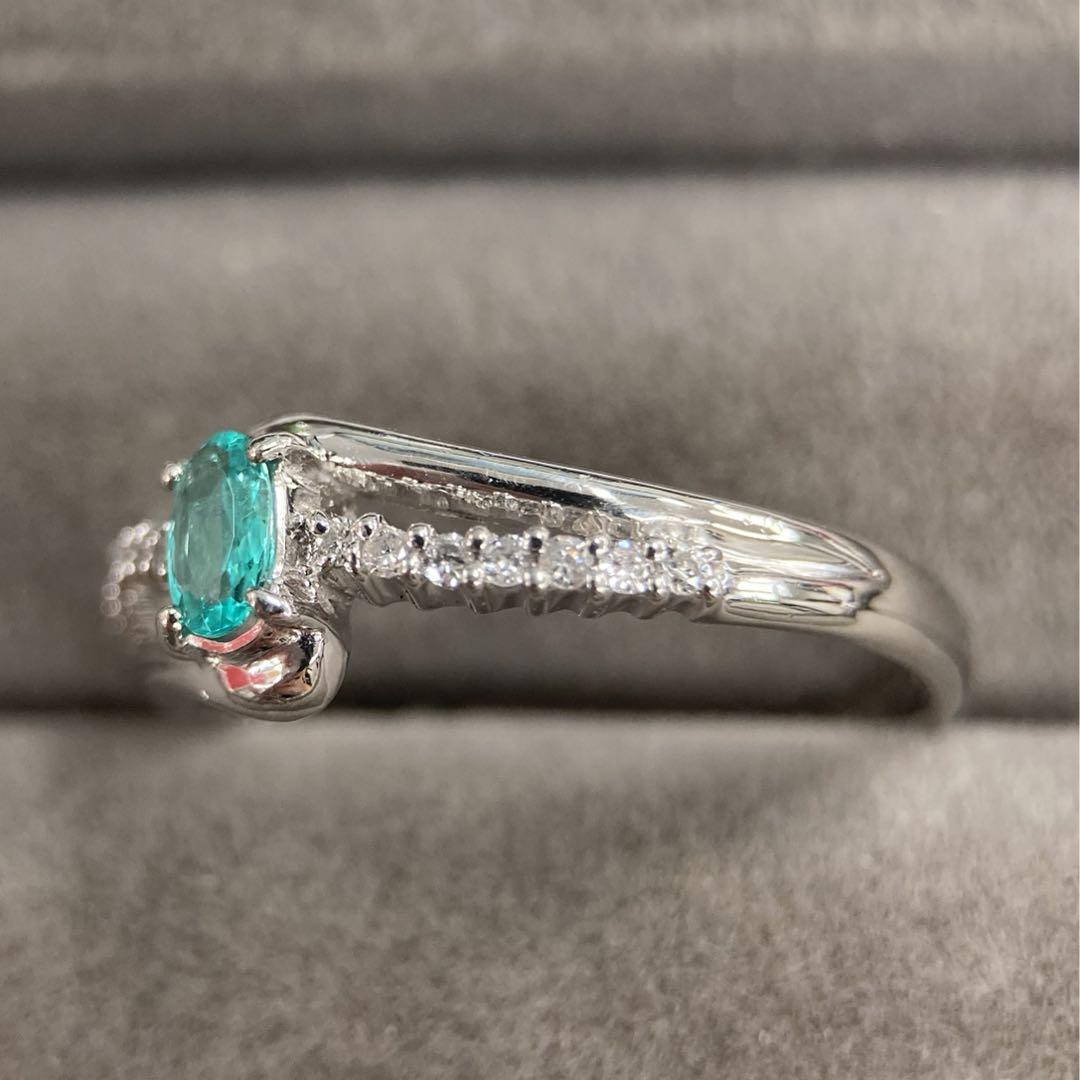 Pt900 トルマリン0.06ct ダイヤ0.78ct リング #13 指輪