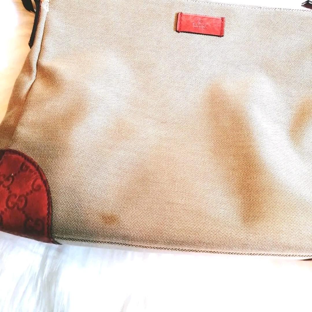 格安100%新品 良品 GUCCI ワンショルダー GG柄 シマ キャンバス レザー ピンク×白 tflp1-m89275788540 通販得価