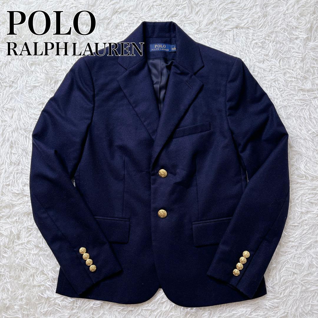 ポロラルフローレン テーラードジャケット 金ボタン 紺ブレ ウールM POLO RALPH LAUREN