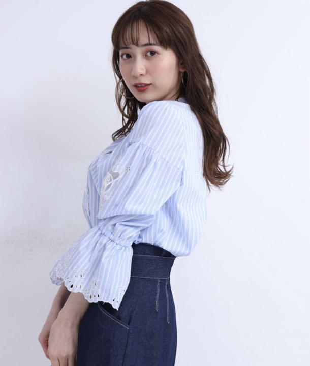 Rirandture❤︎大人可愛い袖レース&ワットワークブラウス