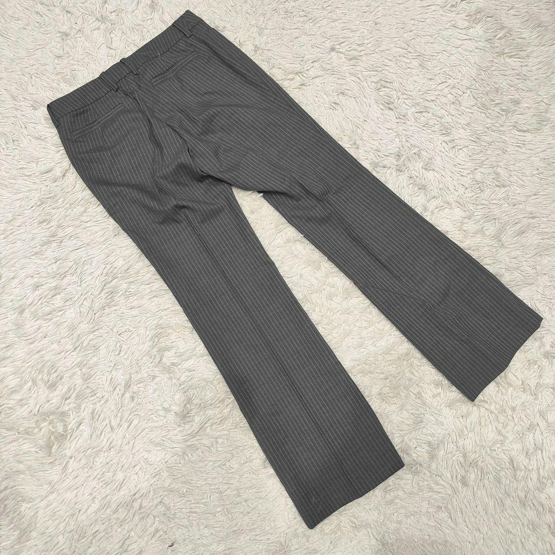 n line Precious シルク混 パンツ スーツ グレー ストライプ M