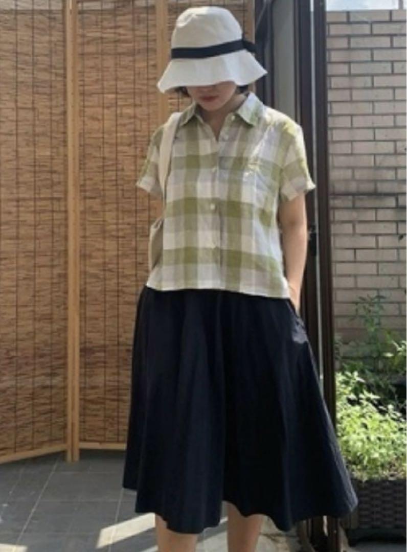 【美品】マーガレットハウエル ブロックチェック リネン 半袖 シャツブラウスⅡ 美品 マーガレットハウエル ブロックチェック リネン シャツ
