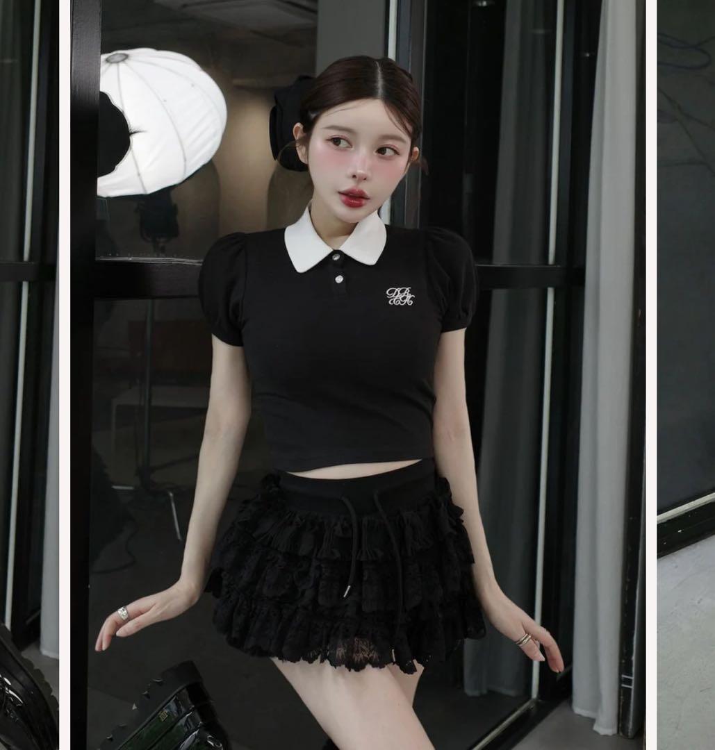 【即日発送】DRCHバイカラーポロシャツ　BLK　ダーリッチ