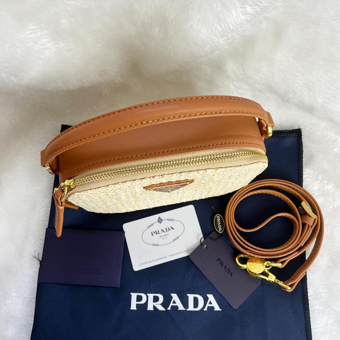 PRADA バッグ ベージュ ブラウン 保存袋付き プラダ / PRADA 2wayトートバッグ べージュ/ブラウン/ゴールド
