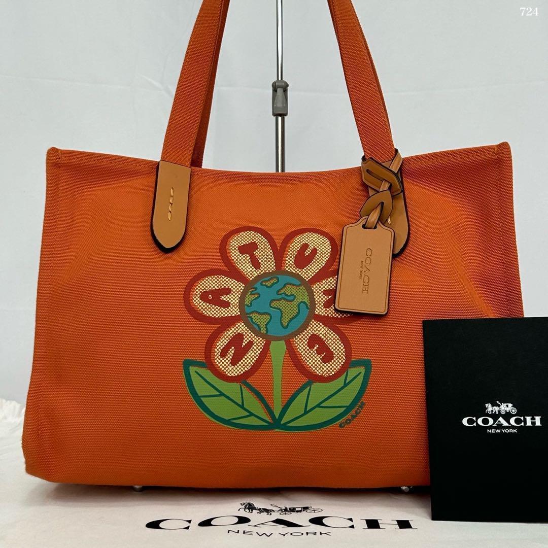 【極美品】コーチ 6170 トートバッグ30 ハンドバッグ キャンバス 花柄バッグ