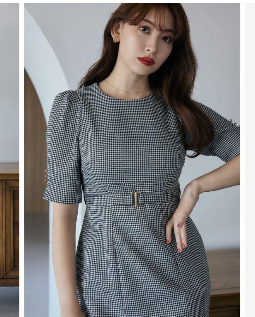 Lady Checkered Belted Dress ハーリップトゥ こじはる-