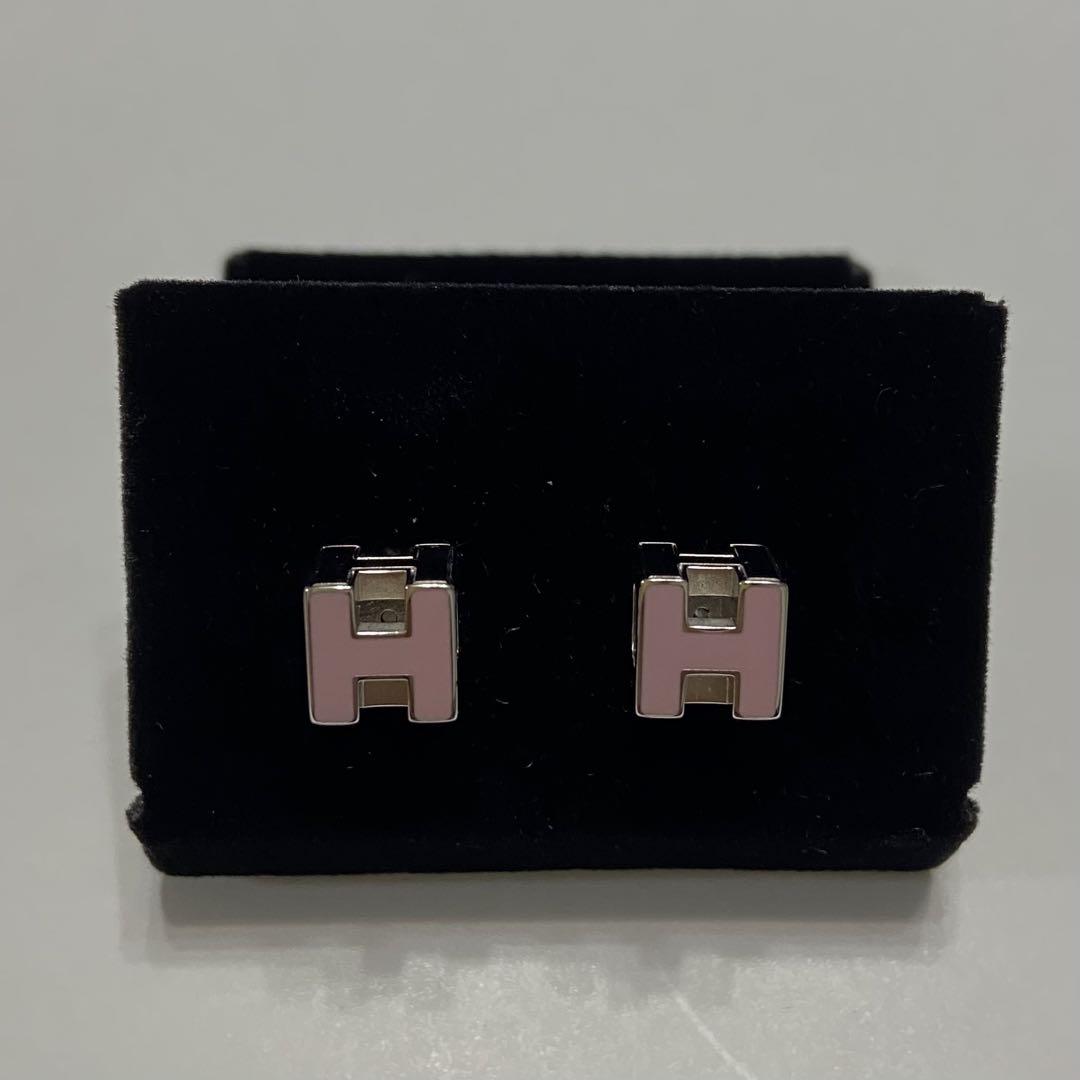 HERMES エルメス Ｈキューブピアス　ピンク