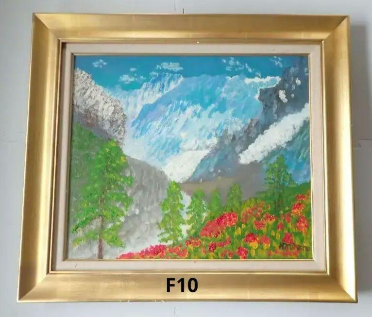 油彩画 油絵 Ｆ１０ パネルはガラス 箱なし【送料込・匿名発送】