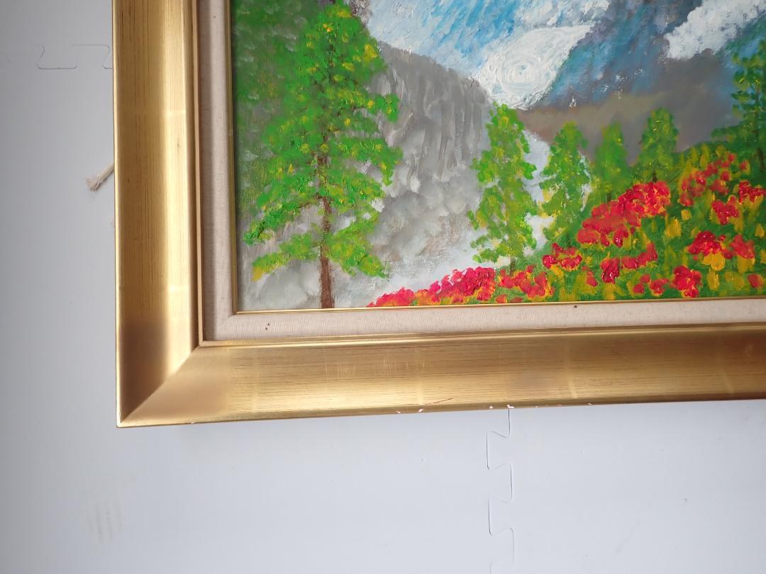 油彩画 油絵 Ｆ１０ パネルはガラス 箱なし【送料込・匿名発送】