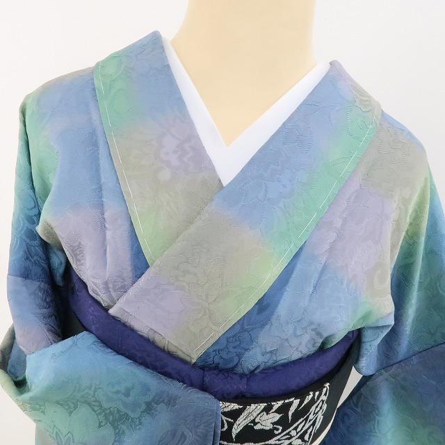新品 単衣 暈し 着物 正絹 仕付け糸付“優雅に薫り立つ唐花”小紋 3217 画像6