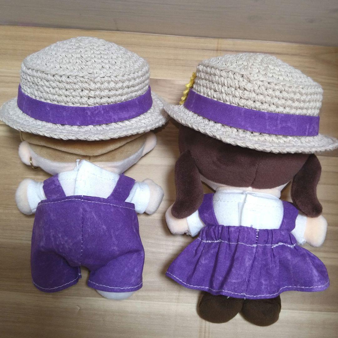 ★MOZ★　ちびぬい服 カンカン帽 吊りズボン 紫 リボン 2セット ☆MOZ様専用☆ ちびぬい服 カンカン帽 吊りズボン 紫 リボン 2