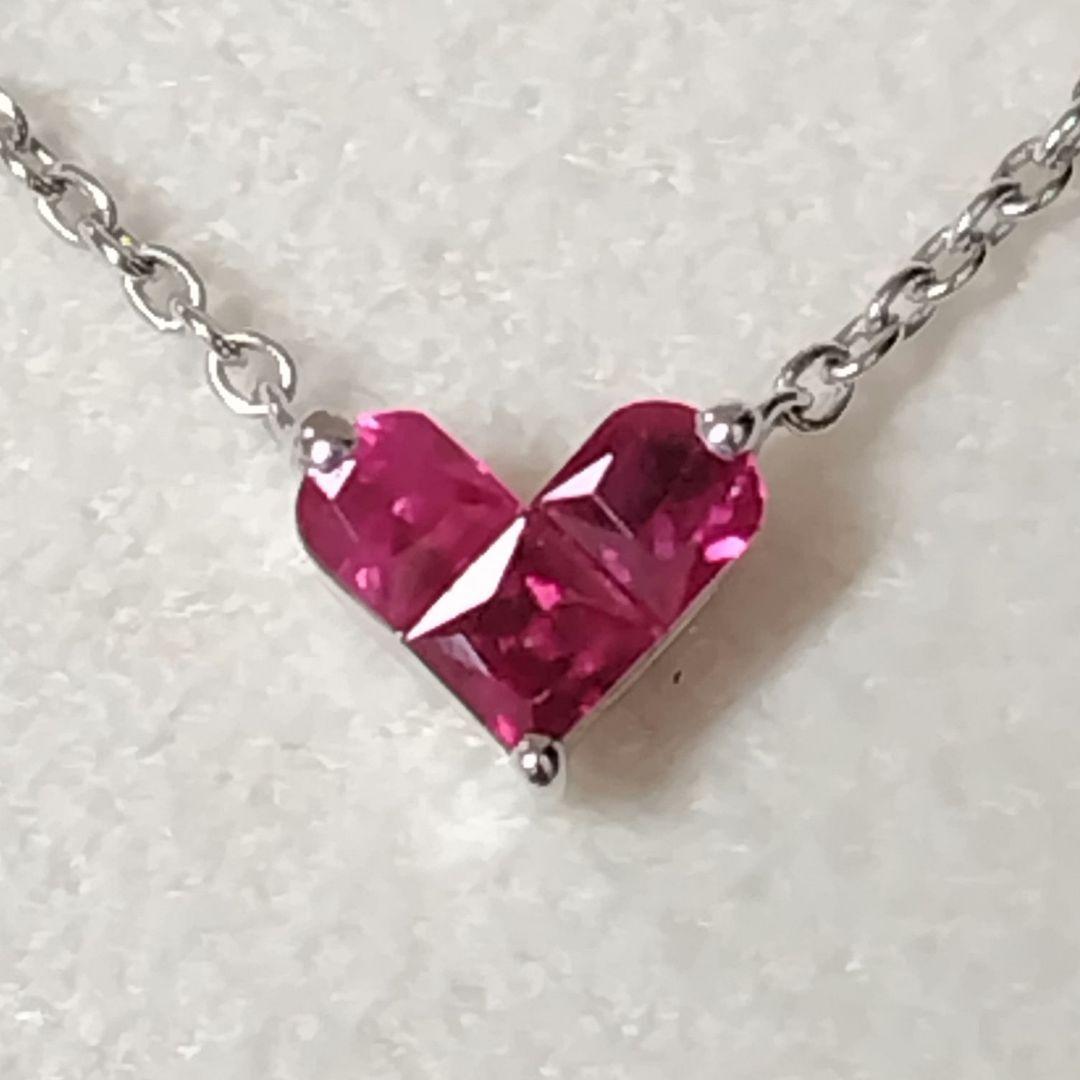 スタージュエリー ルビー 0.25ct K18WGミステリアスハート ネックレス