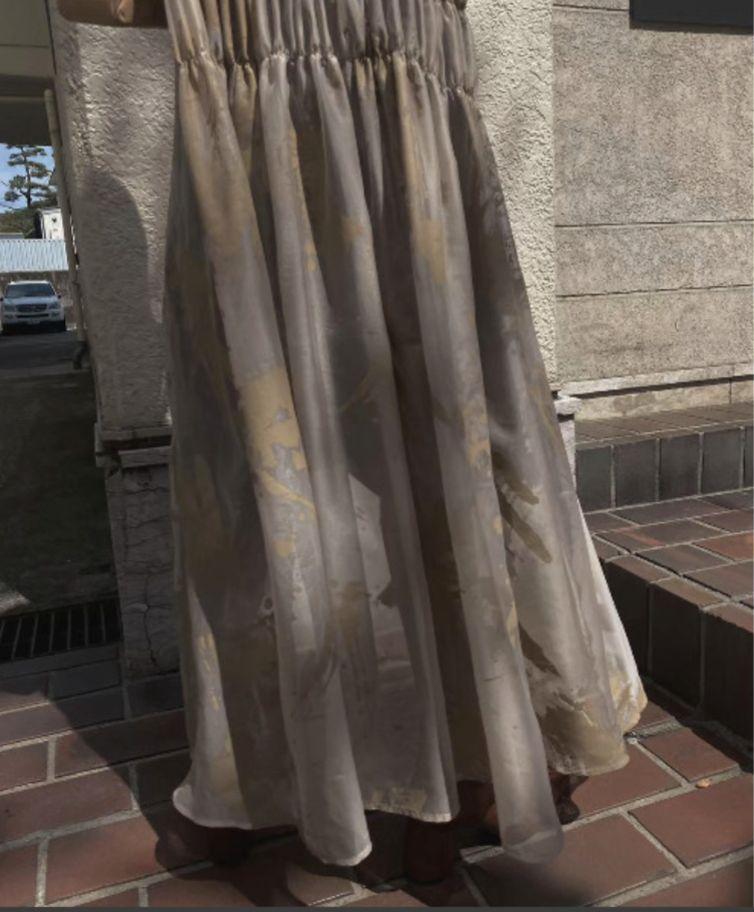AMERI　RUBBER PAINT ART SHEER DRESS