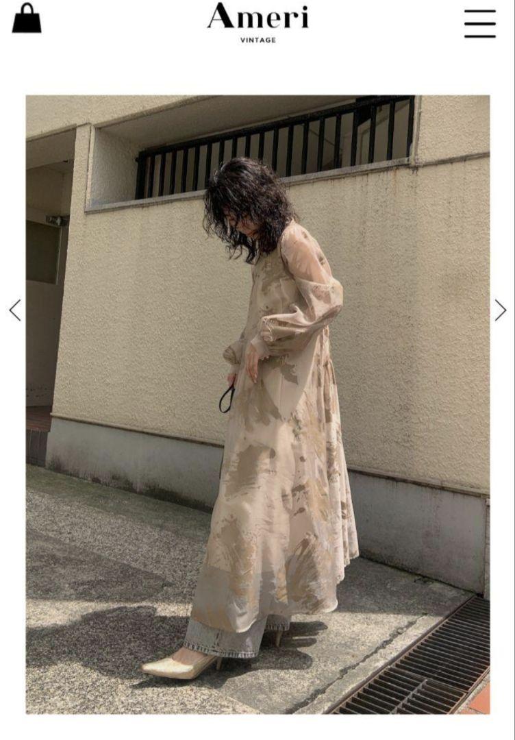 AMERI　RUBBER PAINT ART SHEER DRESS