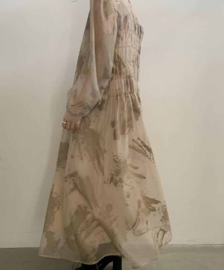 AMERI　RUBBER PAINT ART SHEER DRESS