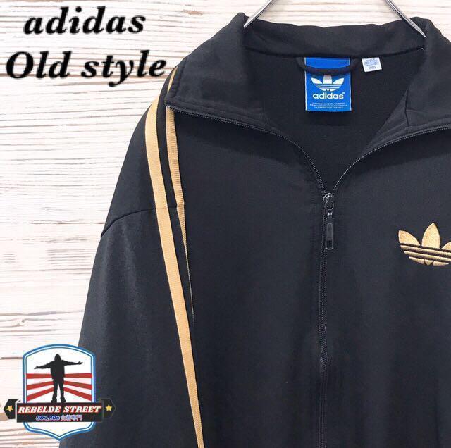 《激レア》アディダス adidas☆ジャージ M 刺繍ロゴ 3本ライン ブラック