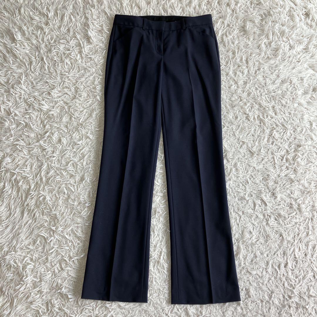 美品 Theory ノーカラージャケット パンツセットアップ ネイビー
