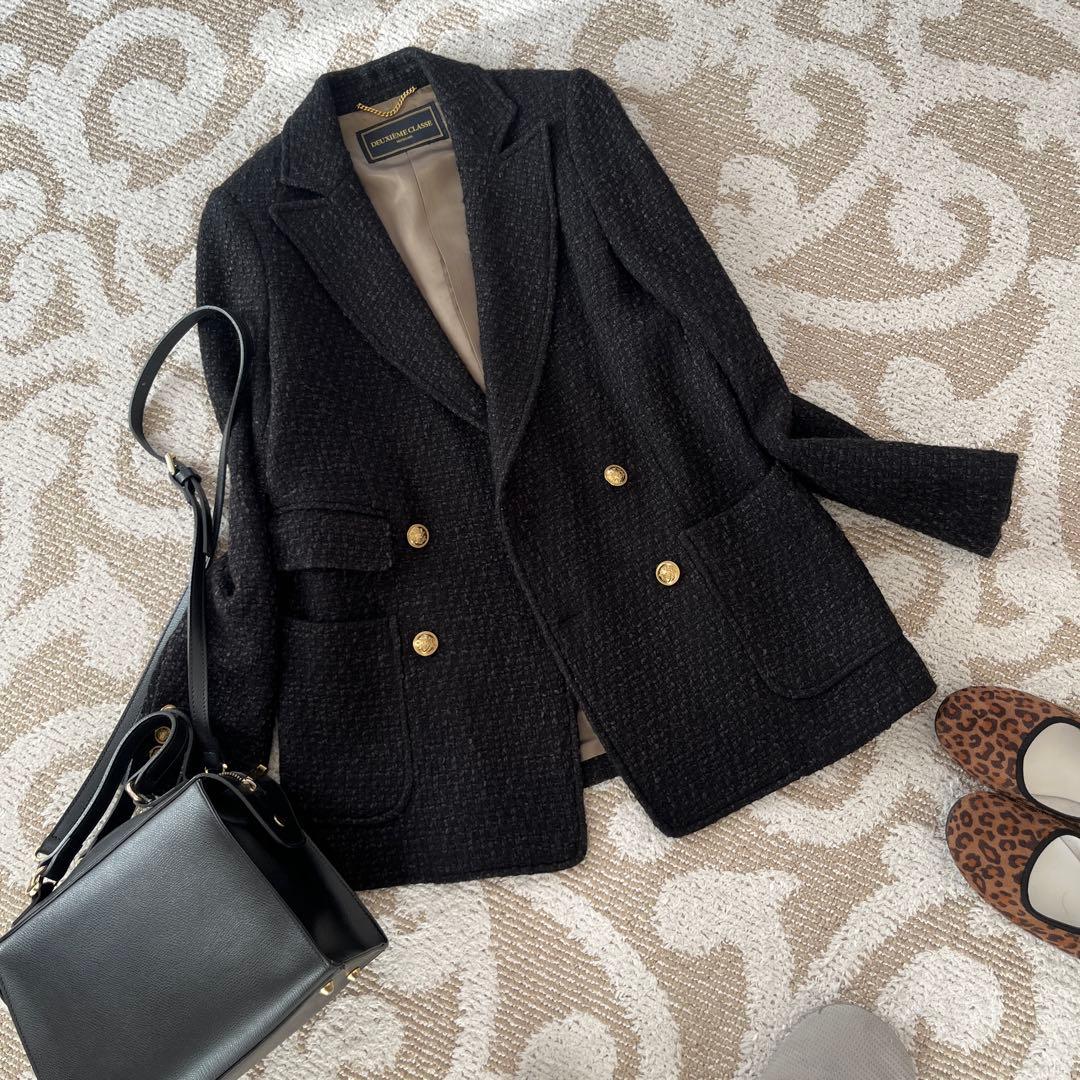 Deuxieme Classeツイードテーラードジャケット38サイズM・Deuxieme Classe