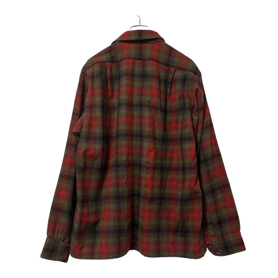 50s PENDLETONペンドルトン オンブレチェック ウール オープンカラーシャツ M - Sixpacjoe Web Shop